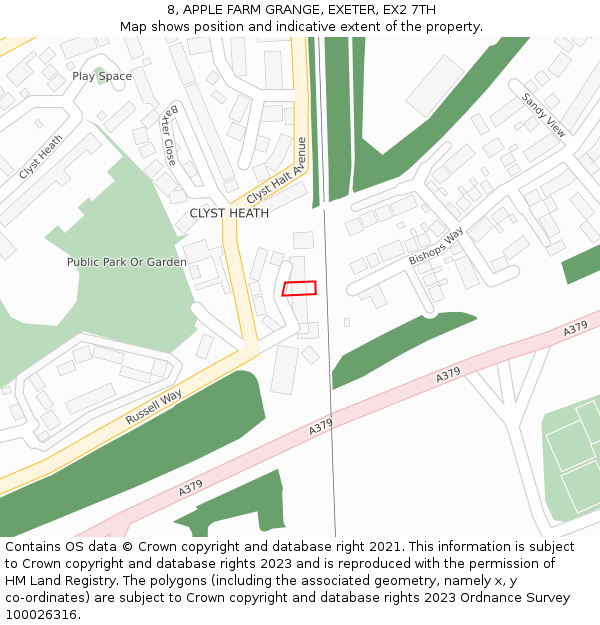 8, APPLE FARM GRANGE, EXETER, EX2 7TH: Location map and indicative extent of plot