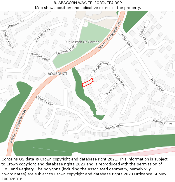 8, ARAGORN WAY, TELFORD, TF4 3SP: Location map and indicative extent of plot