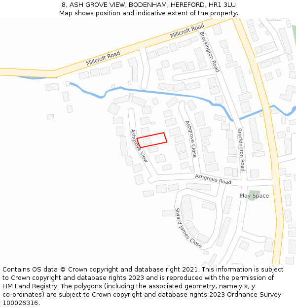 8, ASH GROVE VIEW, BODENHAM, HEREFORD, HR1 3LU: Location map and indicative extent of plot
