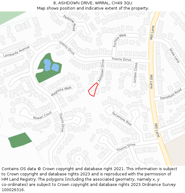 8, ASHDOWN DRIVE, WIRRAL, CH49 3QU: Location map and indicative extent of plot