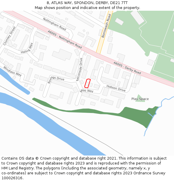 8, ATLAS WAY, SPONDON, DERBY, DE21 7TT: Location map and indicative extent of plot