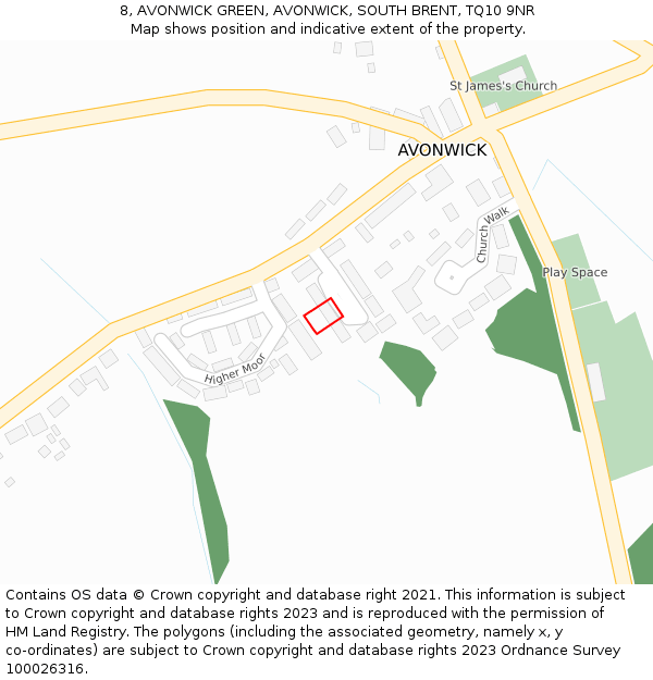 8, AVONWICK GREEN, AVONWICK, SOUTH BRENT, TQ10 9NR: Location map and indicative extent of plot