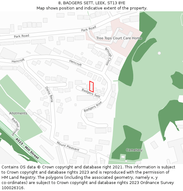 8, BADGERS SETT, LEEK, ST13 8YE: Location map and indicative extent of plot