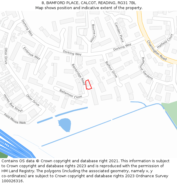 8, BAMFORD PLACE, CALCOT, READING, RG31 7BL: Location map and indicative extent of plot