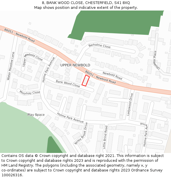 8, BANK WOOD CLOSE, CHESTERFIELD, S41 8XQ: Location map and indicative extent of plot