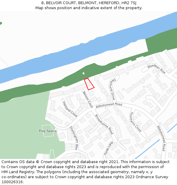 8, BELVOIR COURT, BELMONT, HEREFORD, HR2 7SJ: Location map and indicative extent of plot