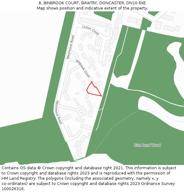 8, BINBROOK COURT, BAWTRY, DONCASTER, DN10 6XE: Location map and indicative extent of plot