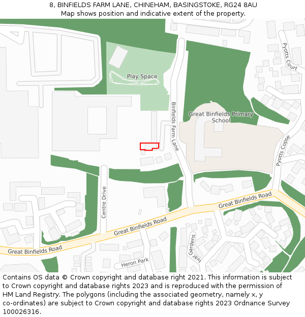 8, BINFIELDS FARM LANE, CHINEHAM, BASINGSTOKE, RG24 8AU: Location map and indicative extent of plot
