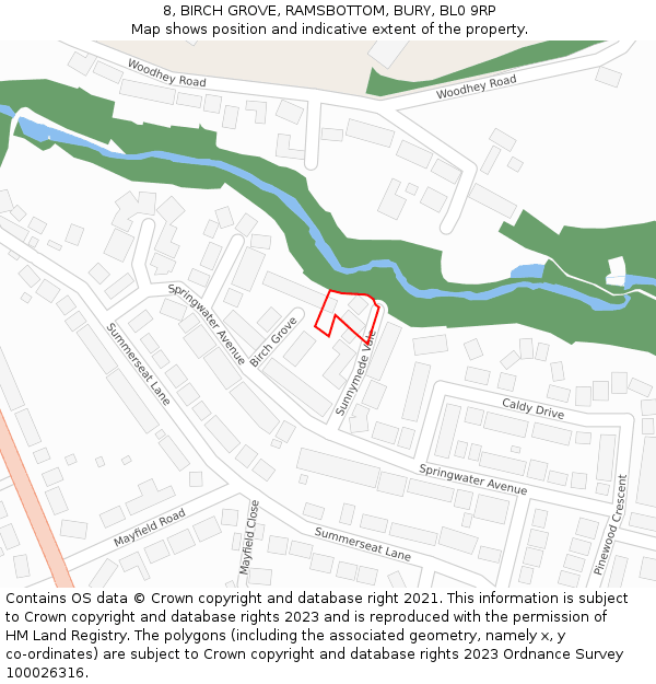 8, BIRCH GROVE, RAMSBOTTOM, BURY, BL0 9RP: Location map and indicative extent of plot