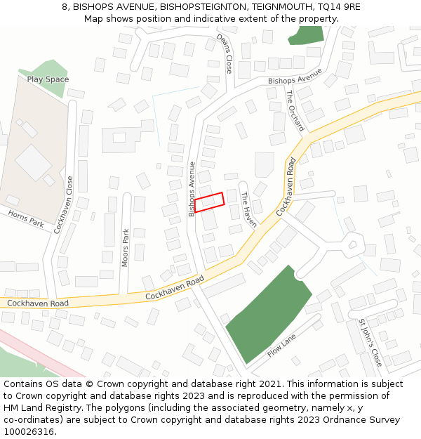 8, BISHOPS AVENUE, BISHOPSTEIGNTON, TEIGNMOUTH, TQ14 9RE: Location map and indicative extent of plot