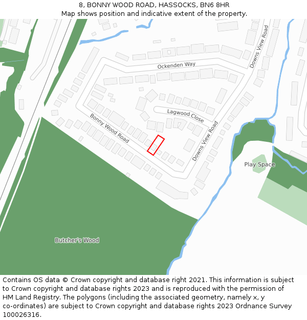 8, BONNY WOOD ROAD, HASSOCKS, BN6 8HR: Location map and indicative extent of plot