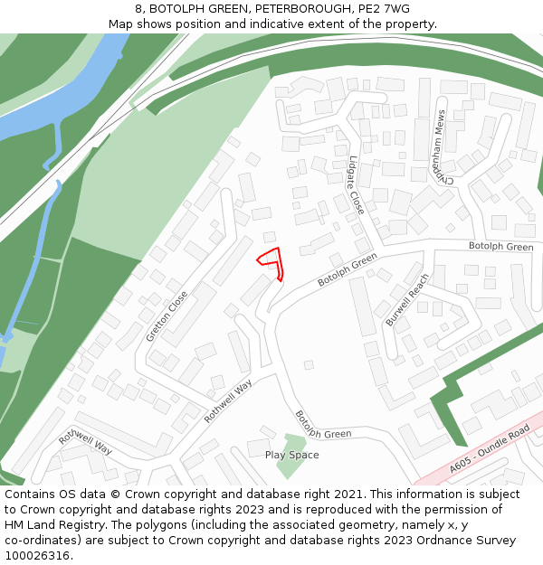 8, BOTOLPH GREEN, PETERBOROUGH, PE2 7WG: Location map and indicative extent of plot