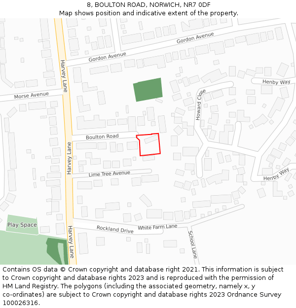 8, BOULTON ROAD, NORWICH, NR7 0DF: Location map and indicative extent of plot