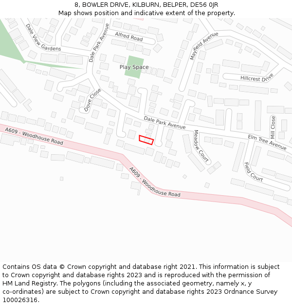 8, BOWLER DRIVE, KILBURN, BELPER, DE56 0JR: Location map and indicative extent of plot