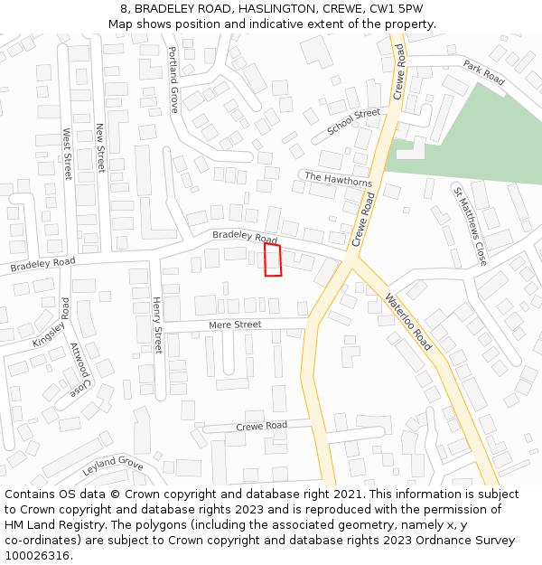 8, BRADELEY ROAD, HASLINGTON, CREWE, CW1 5PW: Location map and indicative extent of plot