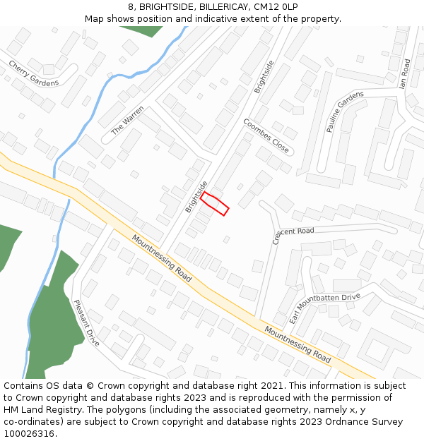 8, BRIGHTSIDE, BILLERICAY, CM12 0LP: Location map and indicative extent of plot