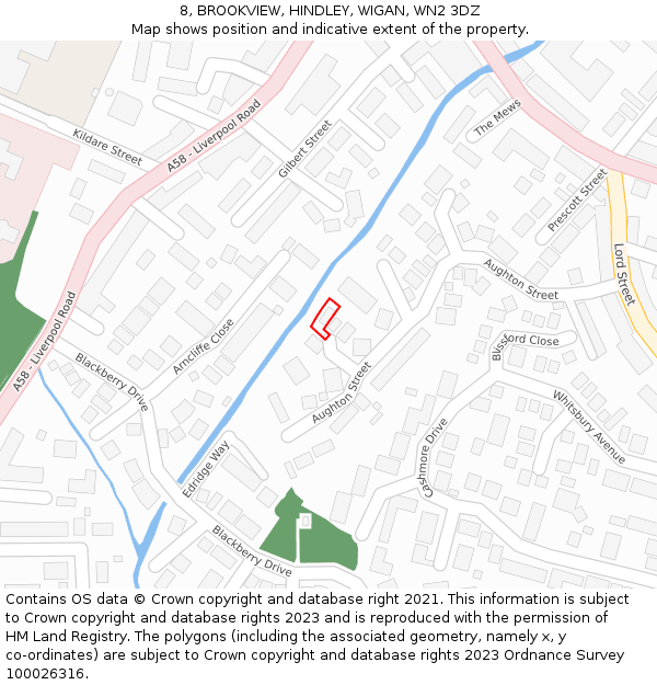 8, BROOKVIEW, HINDLEY, WIGAN, WN2 3DZ: Location map and indicative extent of plot
