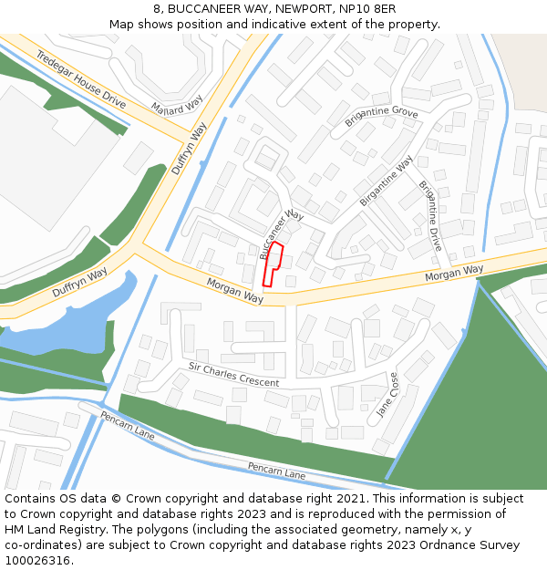 8, BUCCANEER WAY, NEWPORT, NP10 8ER: Location map and indicative extent of plot