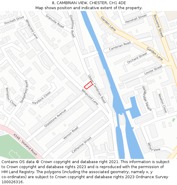 8, CAMBRIAN VIEW, CHESTER, CH1 4DE: Location map and indicative extent of plot