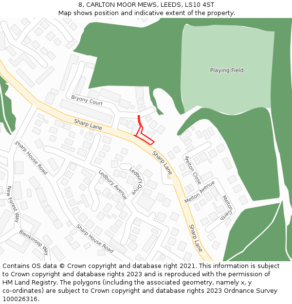 8, CARLTON MOOR MEWS, LEEDS, LS10 4ST: Location map and indicative extent of plot