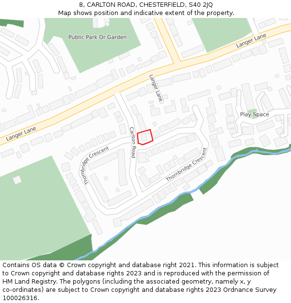 8, CARLTON ROAD, CHESTERFIELD, S40 2JQ: Location map and indicative extent of plot