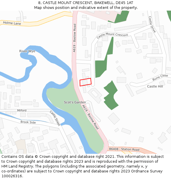 8, CASTLE MOUNT CRESCENT, BAKEWELL, DE45 1AT: Location map and indicative extent of plot