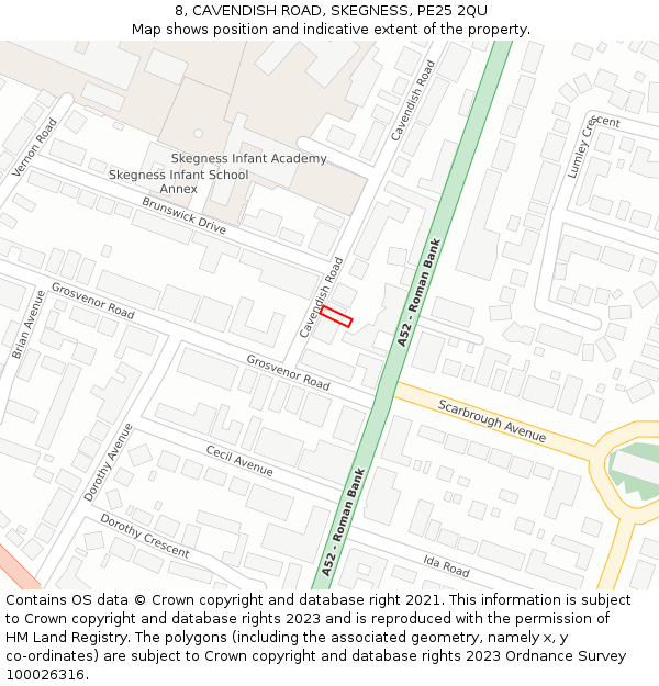 8, CAVENDISH ROAD, SKEGNESS, PE25 2QU: Location map and indicative extent of plot