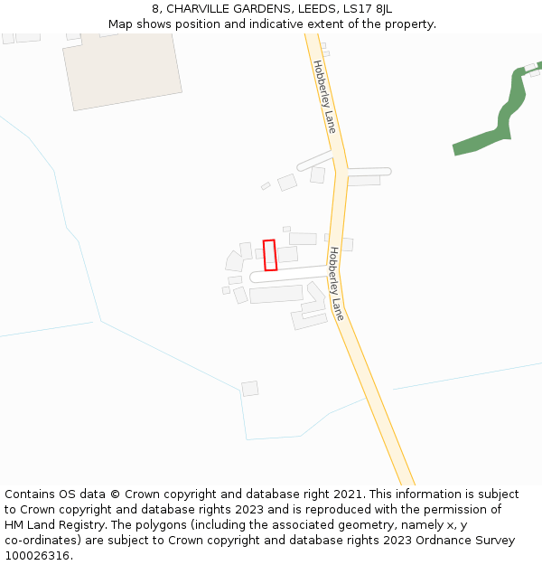 8, CHARVILLE GARDENS, LEEDS, LS17 8JL: Location map and indicative extent of plot