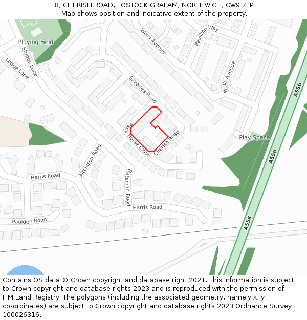 8, CHERISH ROAD, LOSTOCK GRALAM, NORTHWICH, CW9 7FP: Location map and indicative extent of plot
