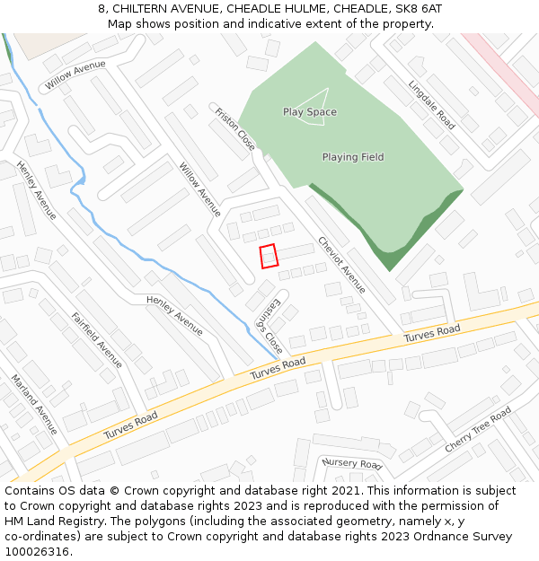 8, CHILTERN AVENUE, CHEADLE HULME, CHEADLE, SK8 6AT: Location map and indicative extent of plot