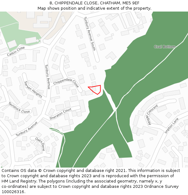 8, CHIPPENDALE CLOSE, CHATHAM, ME5 9EF: Location map and indicative extent of plot