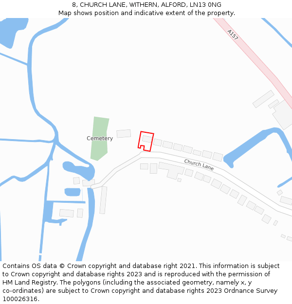 8, CHURCH LANE, WITHERN, ALFORD, LN13 0NG: Location map and indicative extent of plot