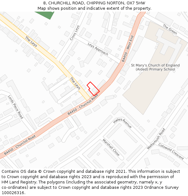 8, CHURCHILL ROAD, CHIPPING NORTON, OX7 5HW: Location map and indicative extent of plot