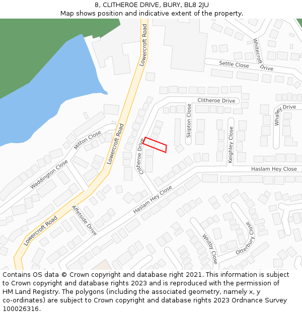 8, CLITHEROE DRIVE, BURY, BL8 2JU: Location map and indicative extent of plot