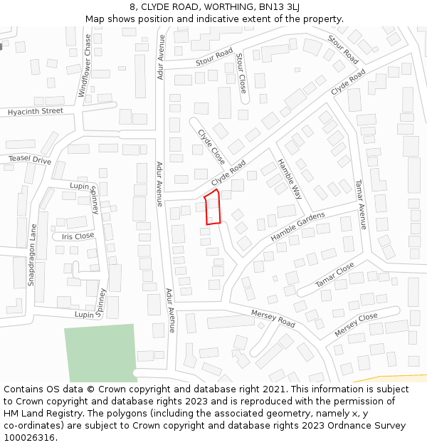 8, CLYDE ROAD, WORTHING, BN13 3LJ: Location map and indicative extent of plot