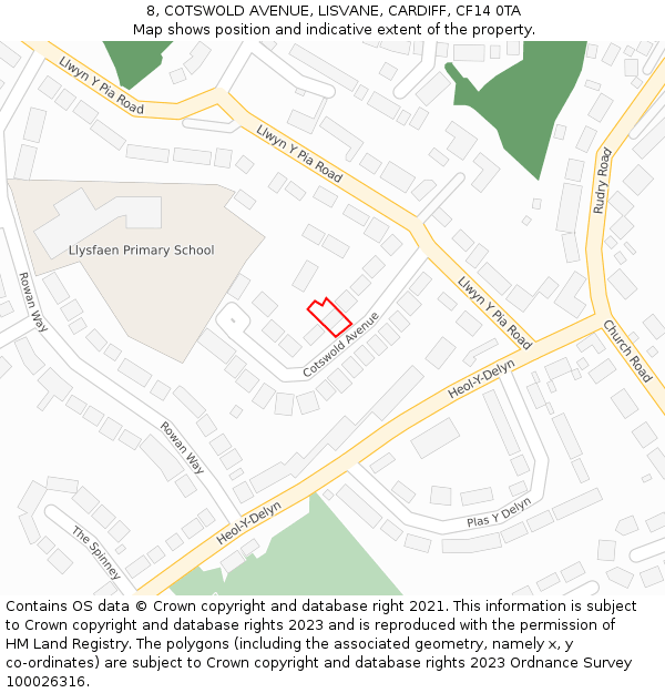 8, COTSWOLD AVENUE, LISVANE, CARDIFF, CF14 0TA: Location map and indicative extent of plot