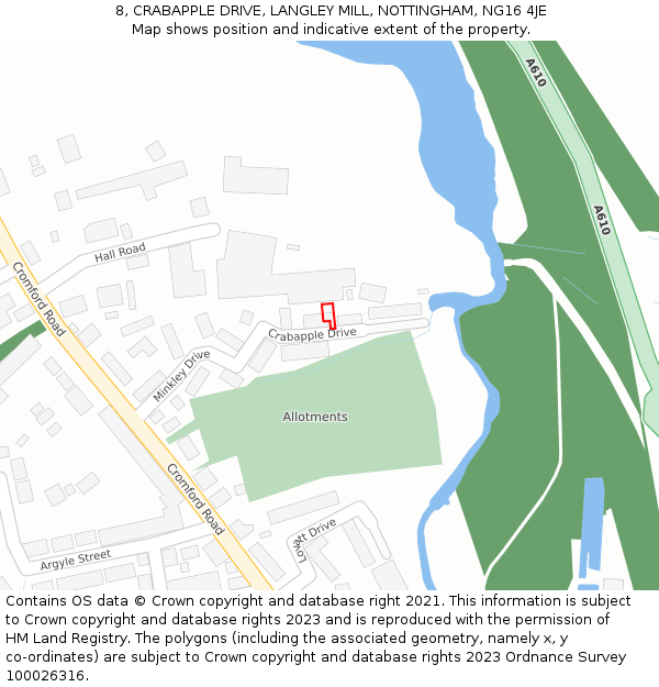 8, CRABAPPLE DRIVE, LANGLEY MILL, NOTTINGHAM, NG16 4JE: Location map and indicative extent of plot