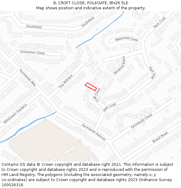 8, CROFT CLOSE, POLEGATE, BN26 5LE: Location map and indicative extent of plot