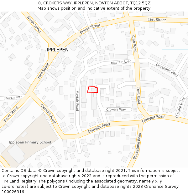 8, CROKERS WAY, IPPLEPEN, NEWTON ABBOT, TQ12 5QZ: Location map and indicative extent of plot