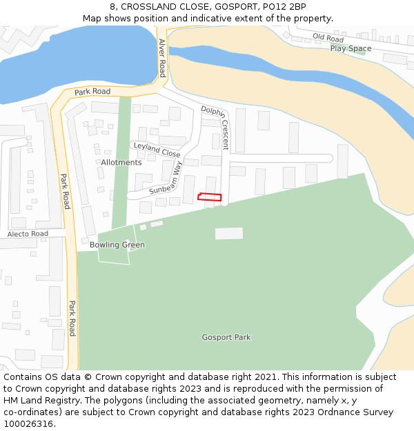 8, CROSSLAND CLOSE, GOSPORT, PO12 2BP: Location map and indicative extent of plot