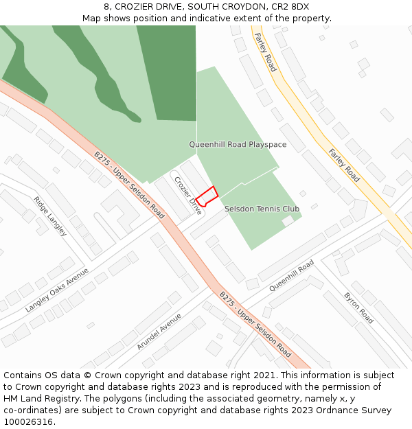 8, CROZIER DRIVE, SOUTH CROYDON, CR2 8DX: Location map and indicative extent of plot