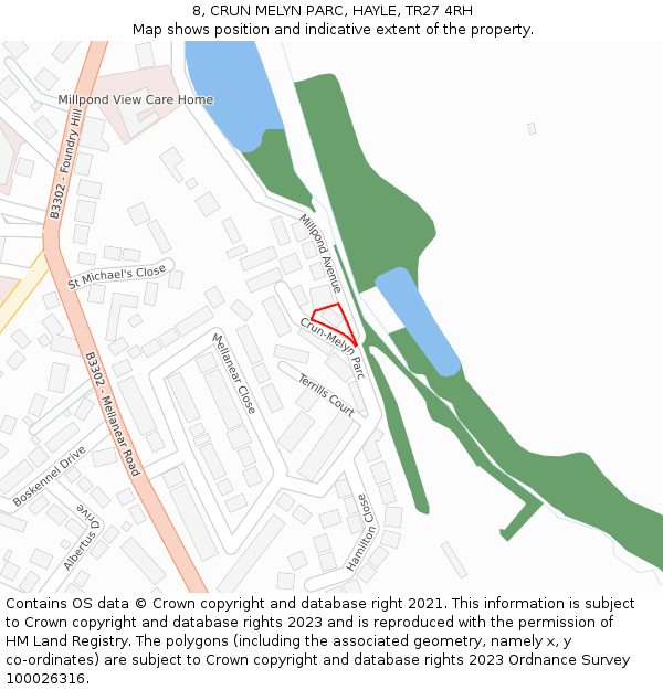 8, CRUN MELYN PARC, HAYLE, TR27 4RH: Location map and indicative extent of plot