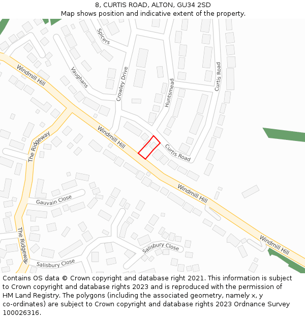 8, CURTIS ROAD, ALTON, GU34 2SD: Location map and indicative extent of plot