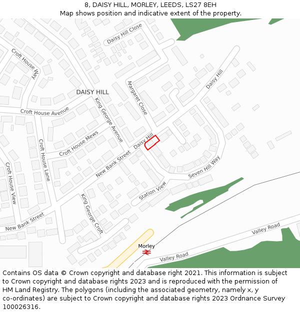8, DAISY HILL, MORLEY, LEEDS, LS27 8EH: Location map and indicative extent of plot