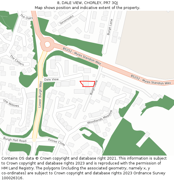 8, DALE VIEW, CHORLEY, PR7 3QJ: Location map and indicative extent of plot