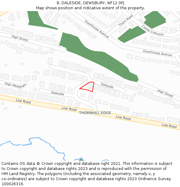 8, DALESIDE, DEWSBURY, WF12 0PJ: Location map and indicative extent of plot