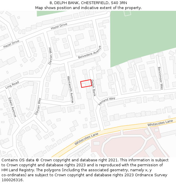 8, DELPH BANK, CHESTERFIELD, S40 3RN: Location map and indicative extent of plot