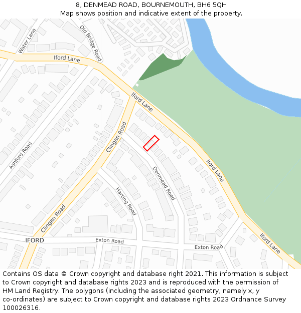 8, DENMEAD ROAD, BOURNEMOUTH, BH6 5QH: Location map and indicative extent of plot