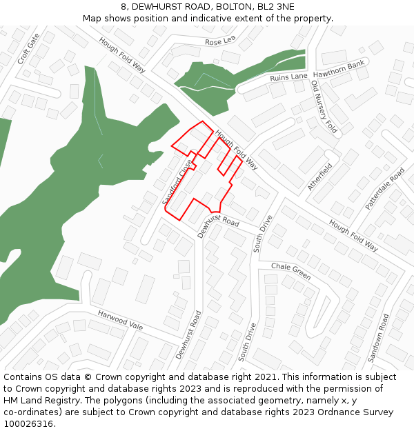 8, DEWHURST ROAD, BOLTON, BL2 3NE: Location map and indicative extent of plot