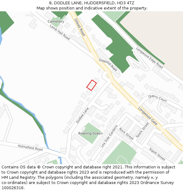 8, DODLEE LANE, HUDDERSFIELD, HD3 4TZ: Location map and indicative extent of plot